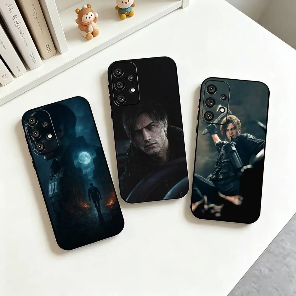 r-Resident Evil l-Leon Kennedy Game Art Phone Case For Samsung S25,S24,S21,S22,S23,S30,Ultra,S20,Plus,Fe,Lite,Note,Black Cover