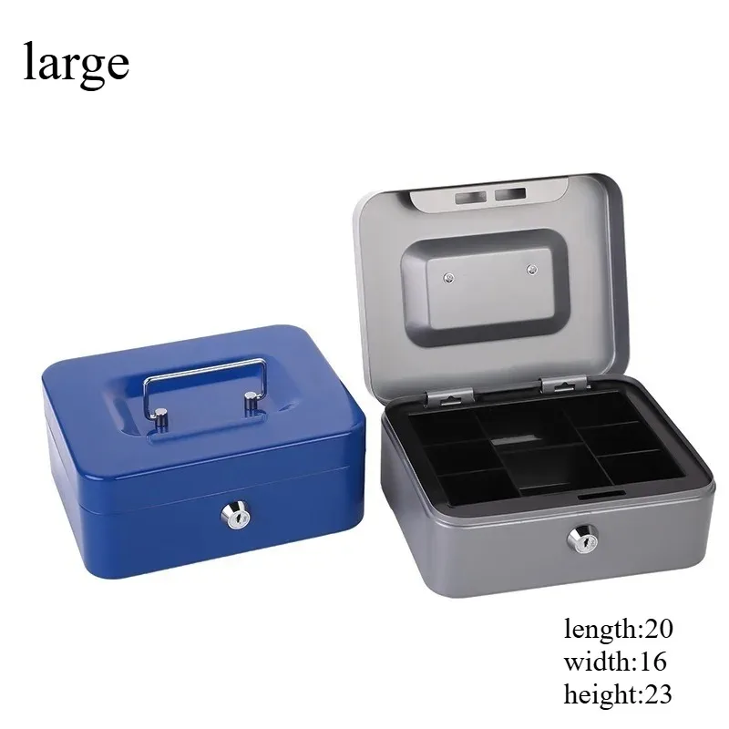For Kids Portable Metal Money Safe Box Lockable Cash Box with Key Piggy Box Small Security Lock Box Sturdy Coin Boxes
