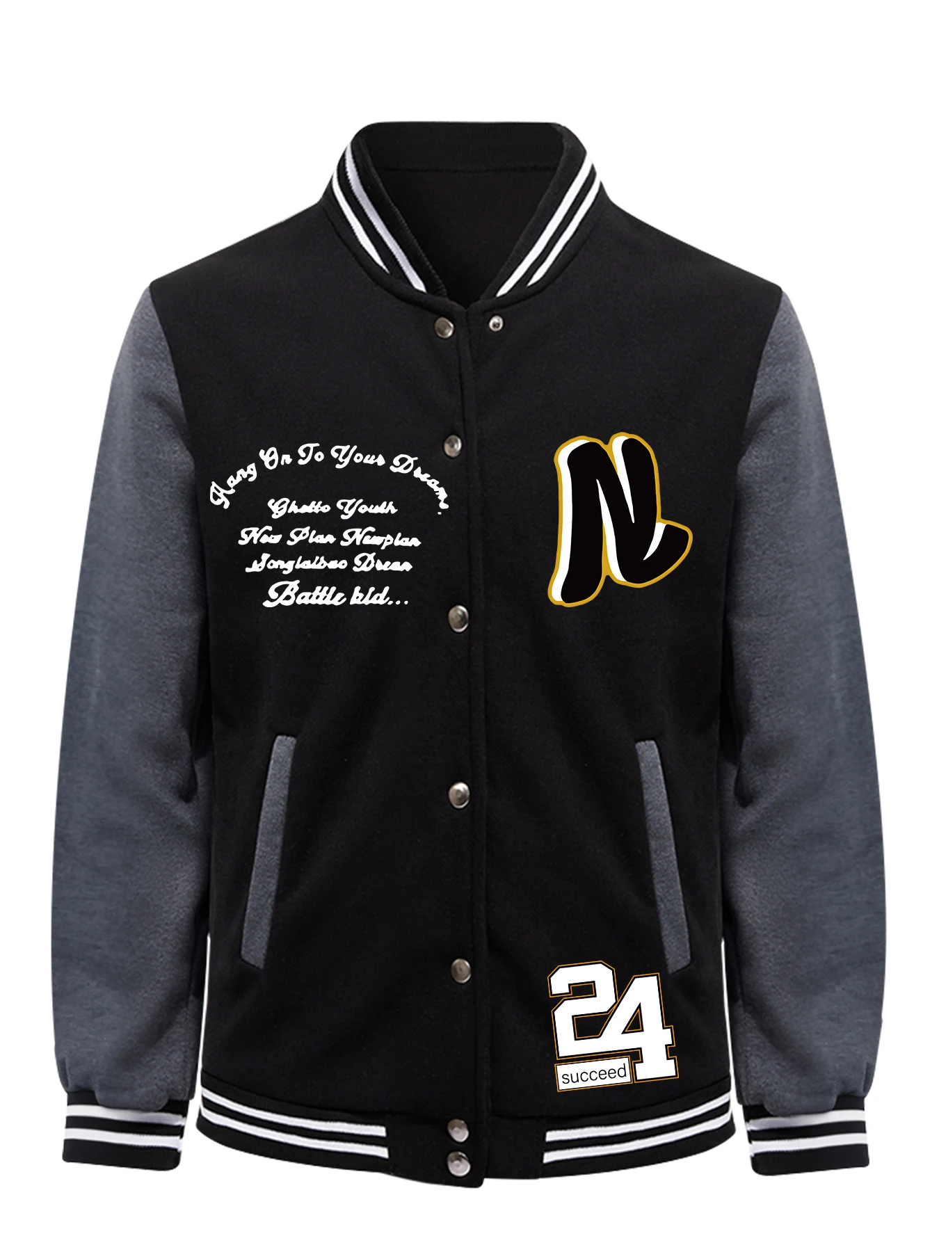 

Work Hard And You Will Succeed Print Jacket Male Fashion Hip Hop Baseball Jersey Soft Loose Fleece Coat Street Basics Top