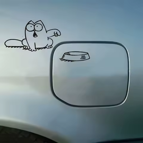 Charming and funny cartoon cat fuel tank cap stickers - waterproof and easy-to-stick vinyl car stickers