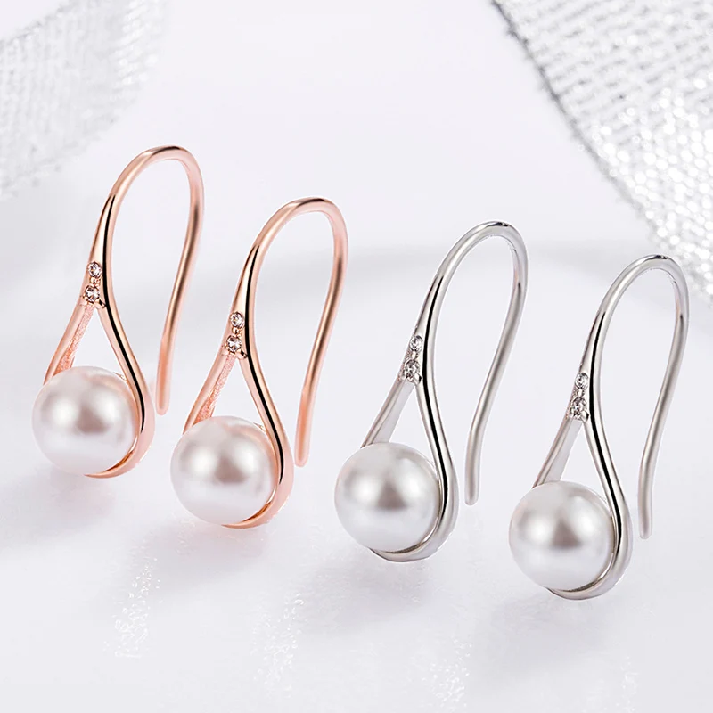 Korean Minimalist Earrings For Women Fashionable Commuting Pearl Earring 925 Sterling Silver Water Droplet Ear Hook KOFSAC