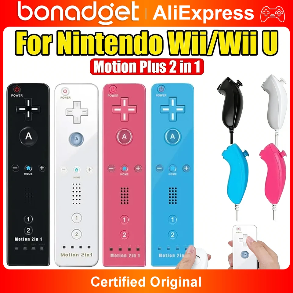 2in1 For Nintendo Wii Controller Set W/ Motion Plus Wireless