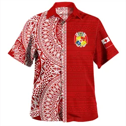 Camisas con estampado 3D de la bandera nacional del Reino de Tonga para hombre, abrigo de brazo con emblema de Tonga, camisas cortas gráficas, camisas Vintage, ropa