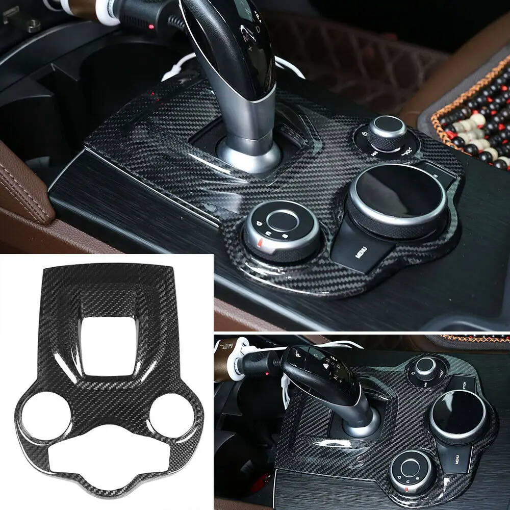 

Real Carbon Fiber Car Console Gear Shift Panel Cover Trim Fit For Alfa Romeo Giulia Stelvio 2017-2019