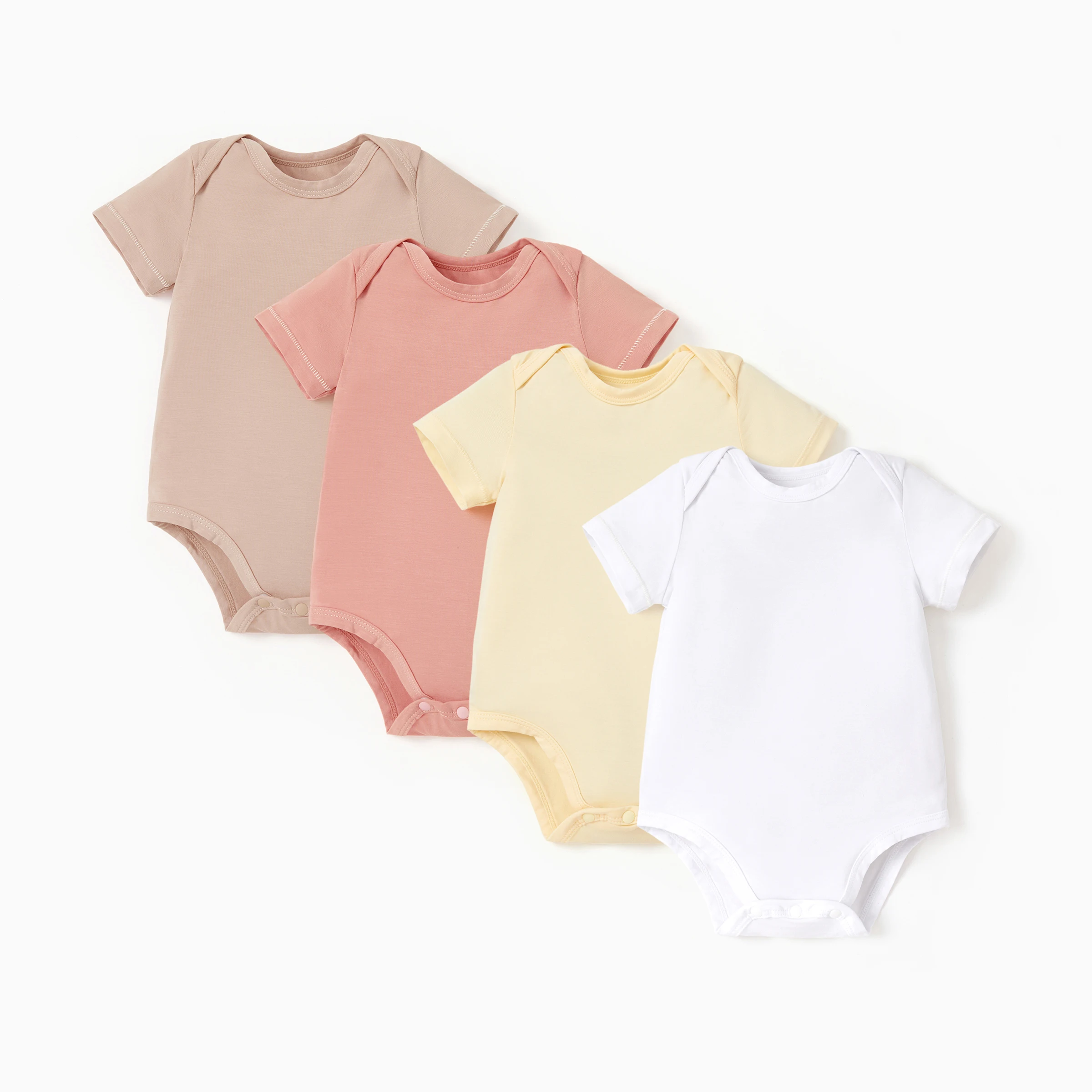 

PatPat Baby Boy/Girl 4-Piece Modal Solid Color Rompers Set