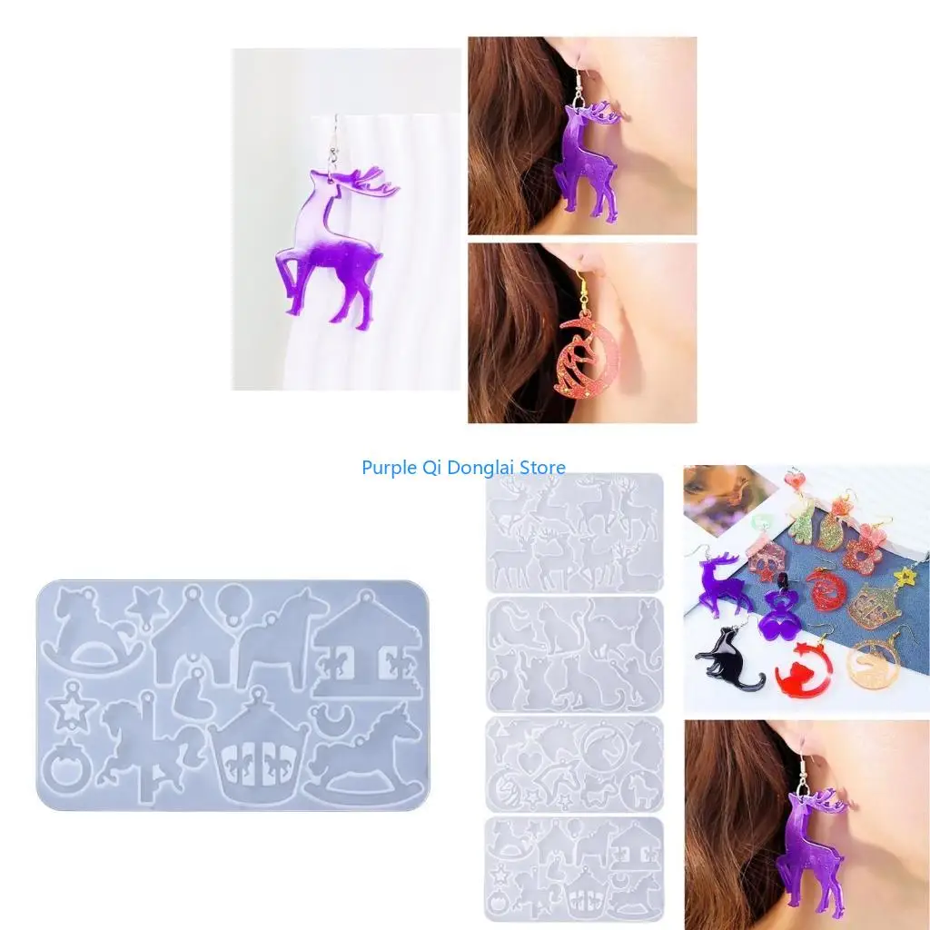 L21E Irregular Earrings Pendant Silicone Mold Crystal Epoxy Casting Molds Resin Mould