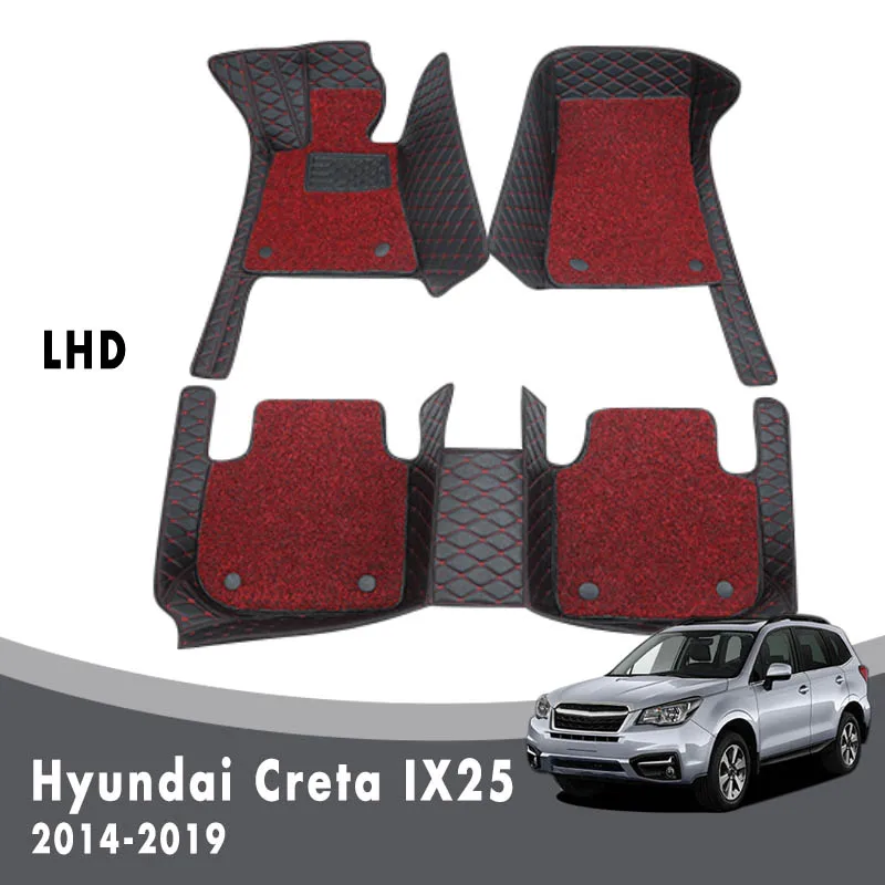 

Luxury Double Layer Wire Loop Car Floor Mats Carpets For Hyundai Creta IX25 2019 2018 2017 2016 2015 2014 Auto Protector Covers