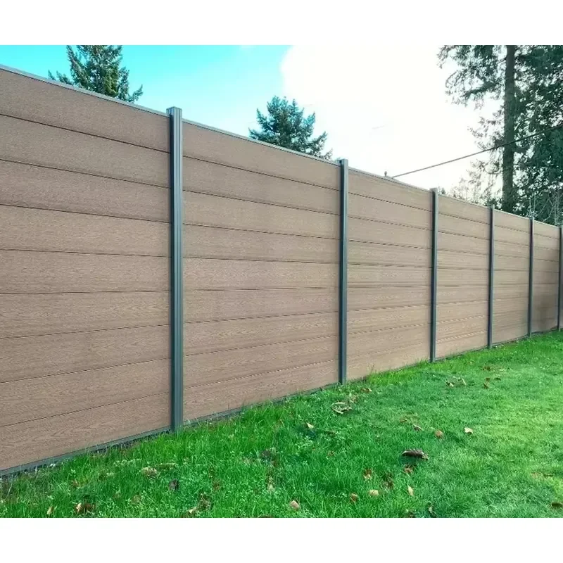 High Quality European Style WPC Composite Metal Frame Nature Inspired Waterproof Outdoor Garden Fence Panel 3D Modelling