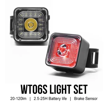 จักรยานสมาร์ทเบรค Sensing Light ด้านหลัง/ด้านหน้าชุด IP66 กันน้ํา MTB จักรยานไฟท้าย USB Night ขี่จักรยานความปลอดภัยโคมไฟ