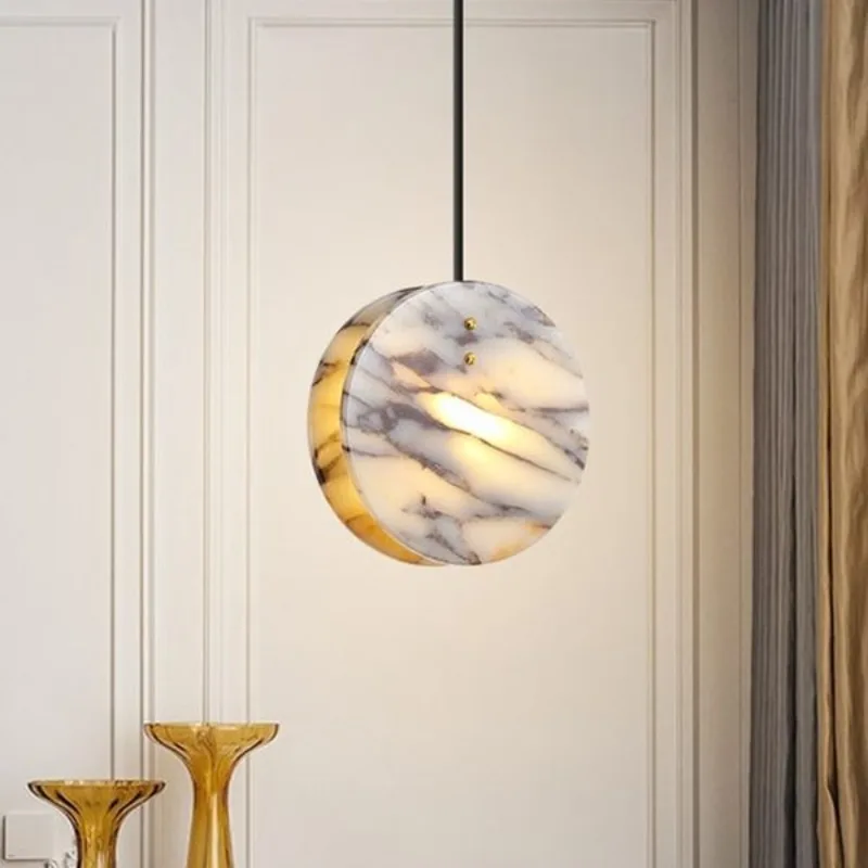 Nordic Luxury Round Marble Pendant Lights Designer Creative Suspension Lamps Living Room Bedroom