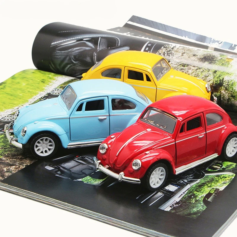 2023 Newest Arrival Retro Vintage Beetle Diecast Pull Back Car Model Toy for Children Gift Decor Cute Figurines Miniatures Decor