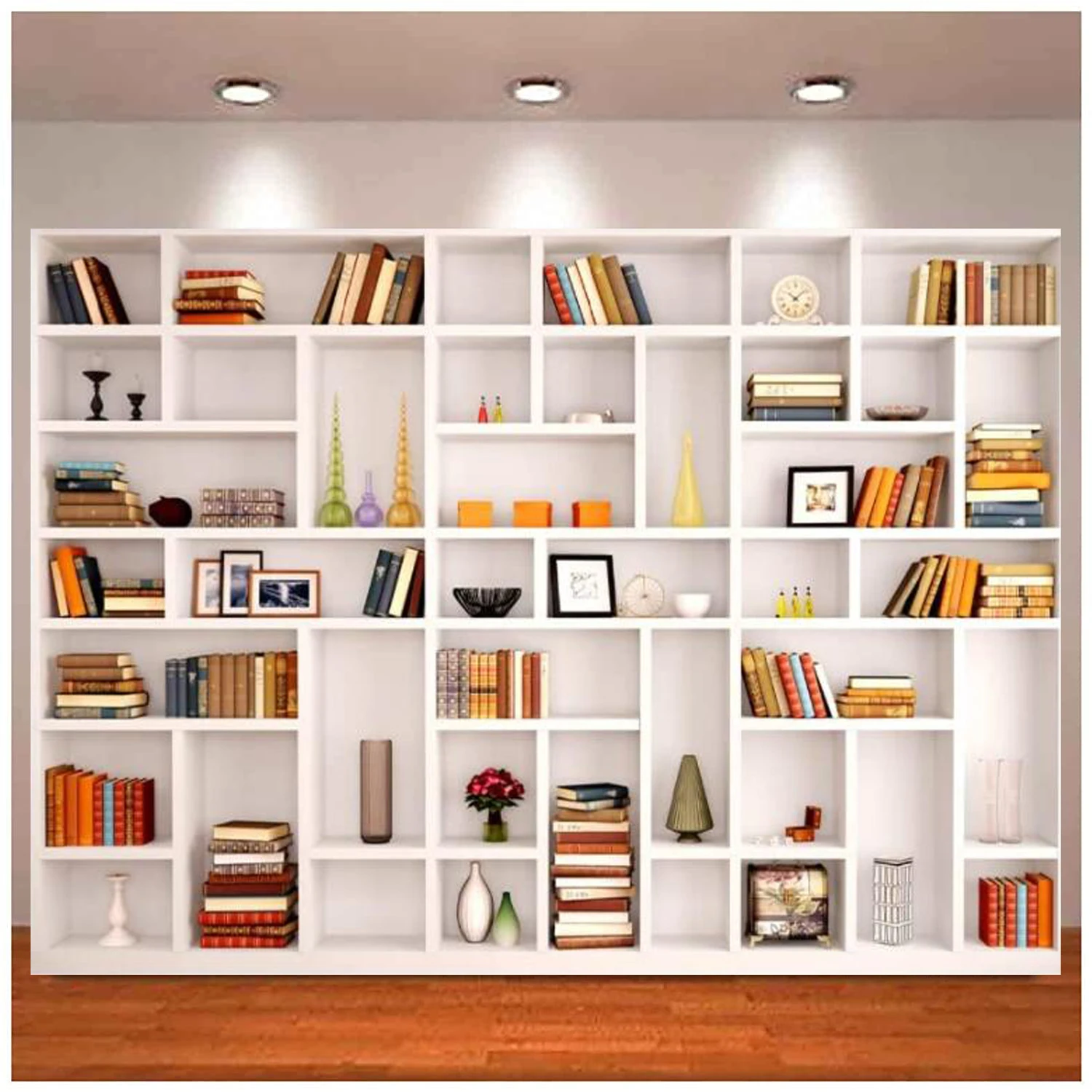 

Bookshelf Photography Backdrop Office School Library Bookcase Background For Video Recording For Meeting Graduation Photoshoot