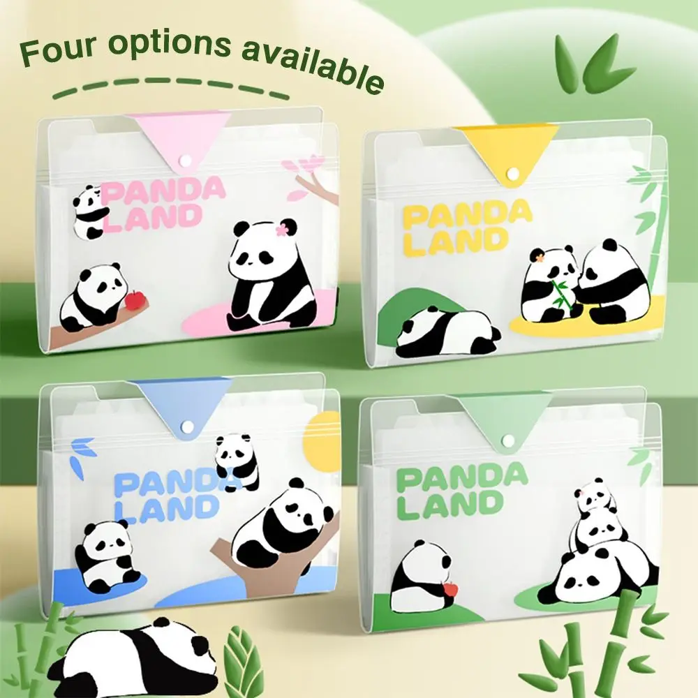 Fashion 5/8/12 Pockets Expanding File Bag Large Capacity Cartoon Panda Portfolio PP Classified Test Paper Storage Bag Students