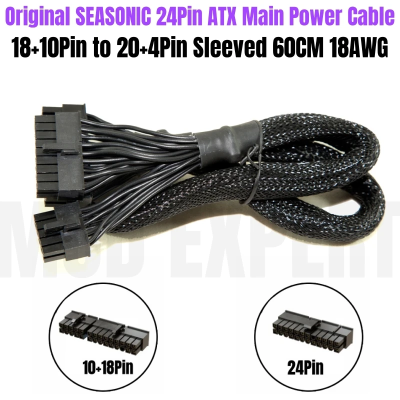 Original Seasonic 18+10Pin to 24Pin 20+4Pin ATX Motherboard Power Cable for X-1050XM2, X-1250XM2, X-650KM3, X-750KM3, X-850KM3