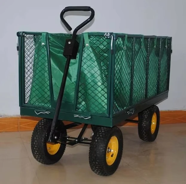 

Frame structure four large wheels folding station wagon garden car