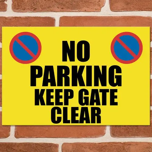KEEP GATE CLEAR (Yellow) Metal Signs Warning Car Park Garage No Parking Plaque --Tin Sign