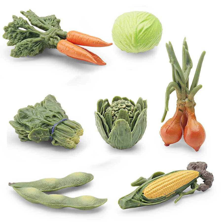 Realistic Vegetables Mini Figurines Including Carrot,Onion,Spinach,Corn,Butterbur,Soybean,Cabbage Educational Toy Figures