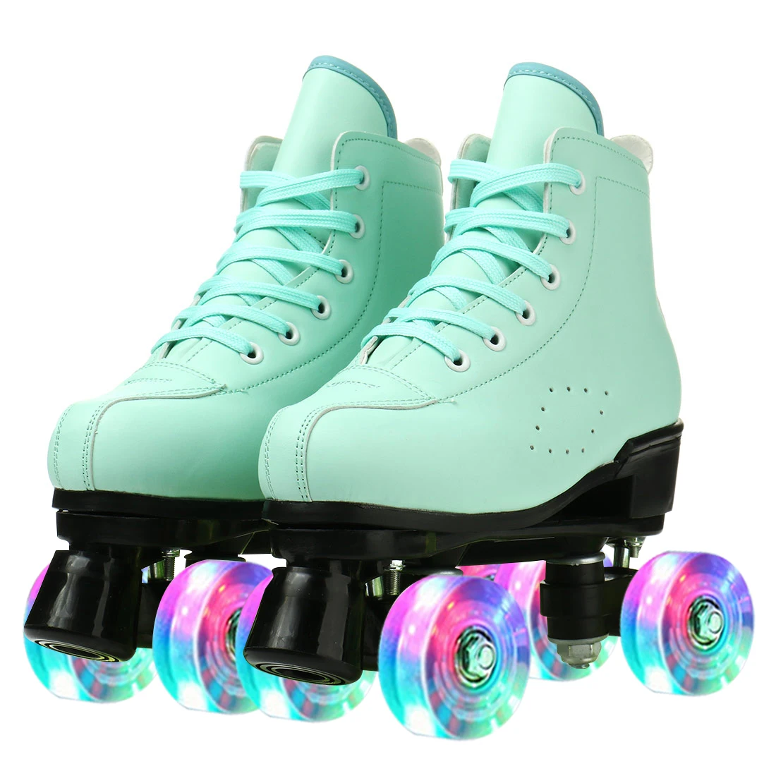 Lila Grün Rollschuhe Schuhe Mikrofaser Leder Erwachsene Männer Frauen Unisex Quad 4-Räder Skating Sliding Sport Trainingsschuhe