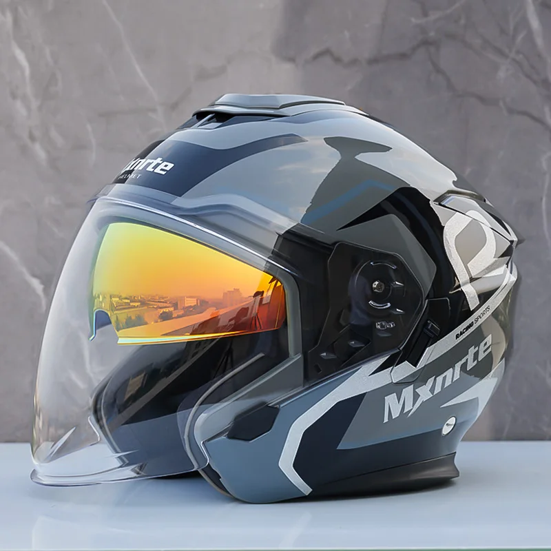 Casco mezzo casco Mxnrte con doppia lente Casco di sicurezza fuoristrada per moto Casco Casque omologato DOT per uomo e donna