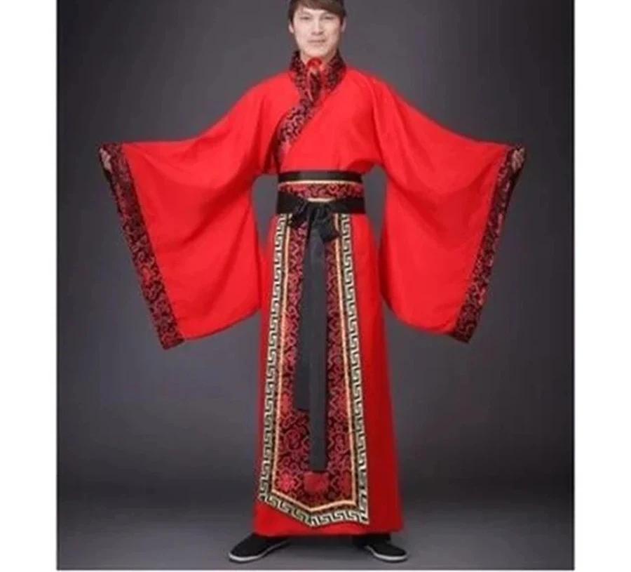 

Ancient Costume Black Hanfu Men Tang Dynasty Black Stage Costume Chinese Traditional Clothing with Belt for Man Boy Big Size