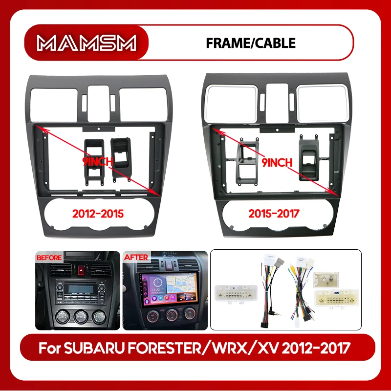 9INCH For SUBARU FORESTER WRX XV  2012-2017  Car Frame Fascia Adapter Canbus Box Decoder Android Radio Dash Fitting Panel Kit