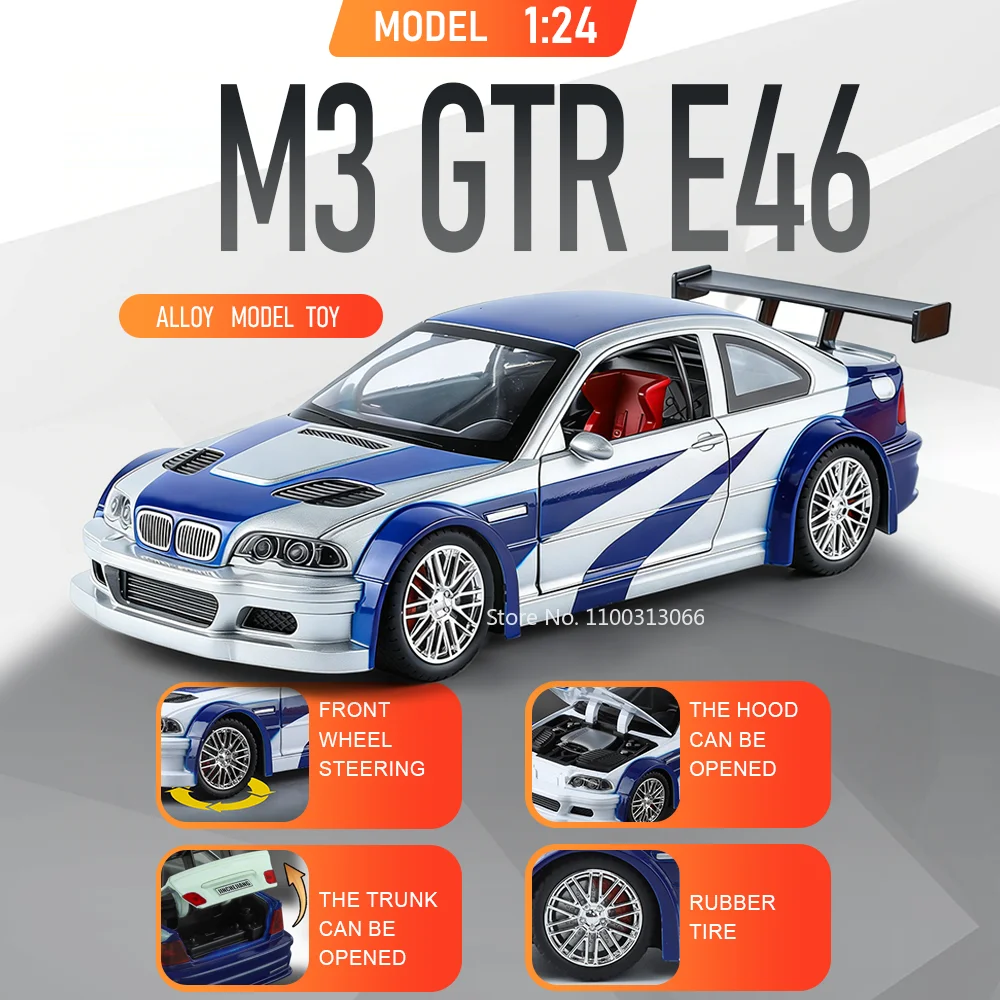 1-24-m3-gtr-e46-senna-model-alloy-diecast-car-miniature-toy-sound-light-doors-opened-front-wheel-steering-cars-gift-for-children