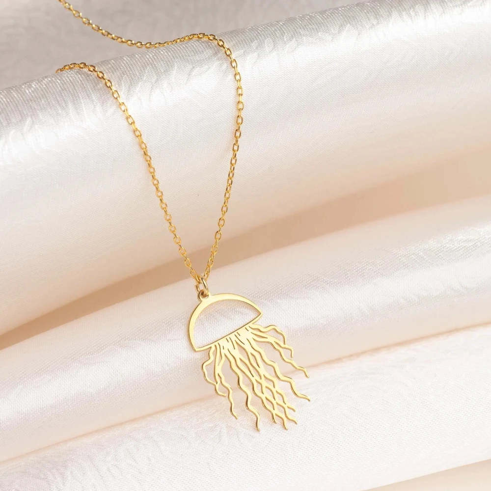 

Jellyfish Necklace, Personalized Gift for Her, Ocean Jewelry, Nautical Pendant, Birthday Gift, Fish Lover Animal Jewelry