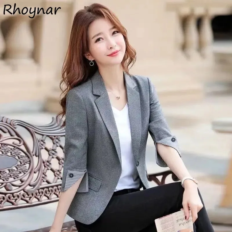 Solid Blazers Women Spring Korean Style Casual Daily All-match Slimming Office Ladies Trendy Thin Fashion Comfortable Prevalent