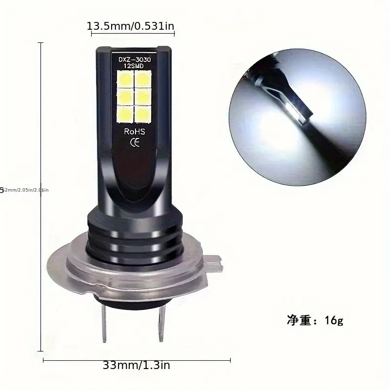 2PCS H7 Fog Light Bulbs 55w 6000K White 3000K Yellow 8000K Ice Blue Led Lights For Vehicles High Power Auto Headlight LED DRL