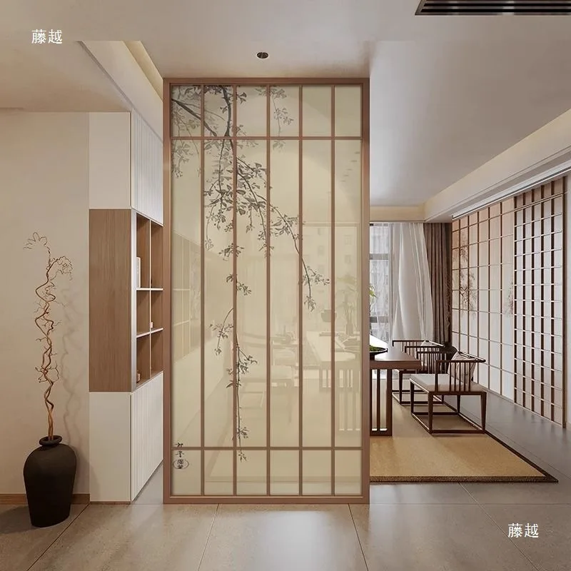 New Chinese-style Solid Wood Blocking Screen Partition Decoration Living Room Study Entrance Entrance Chinese Style Indomitable
