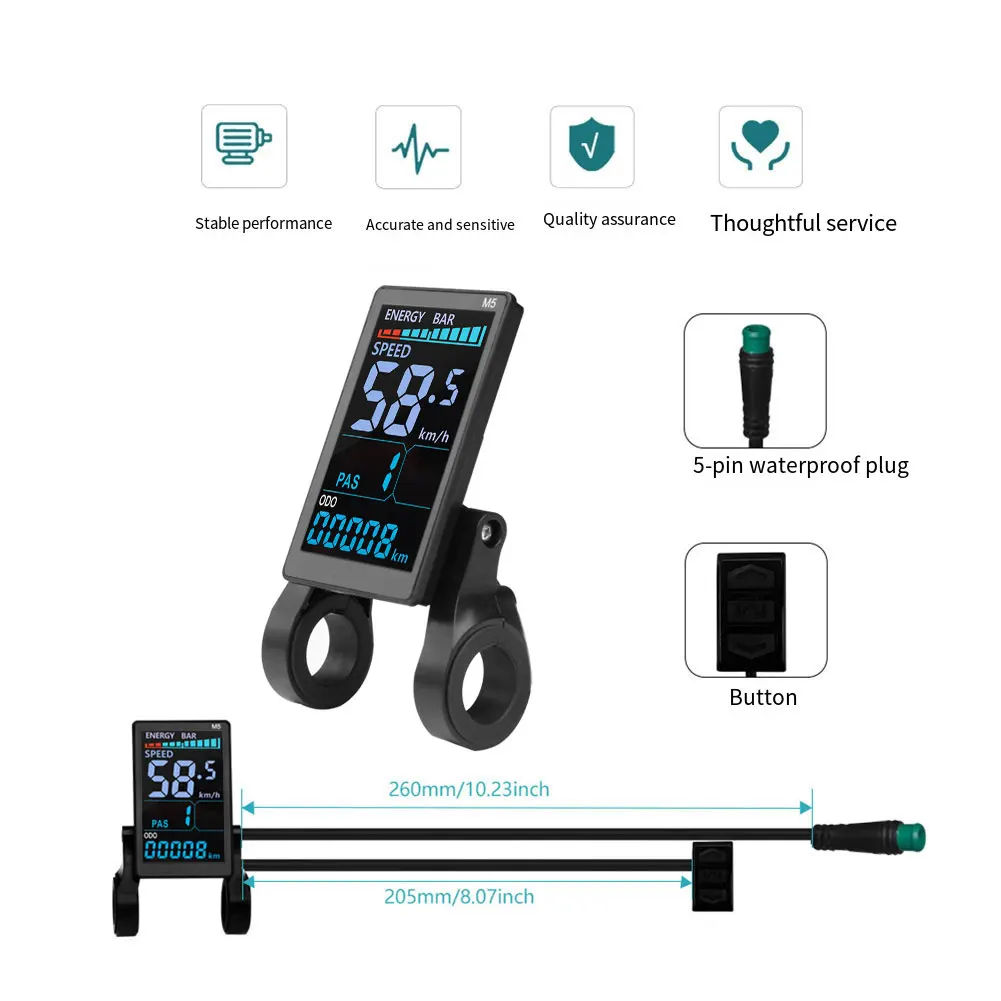 

Black E-bike LCD Display User Friendly LCD Panel Electric Bicycle Accessory Real-time Speed Readout Average And Top Speed