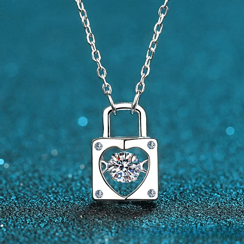Ladies pt950 Necklace moissanite Diamond Lock Head Smart Necklace Lock gift