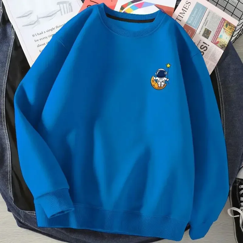 Men and Women Round Neck Sweater Korea StyleRetro Fashion Brand Printed Hatless Plush Top Loose and Versatile Autumn and Win