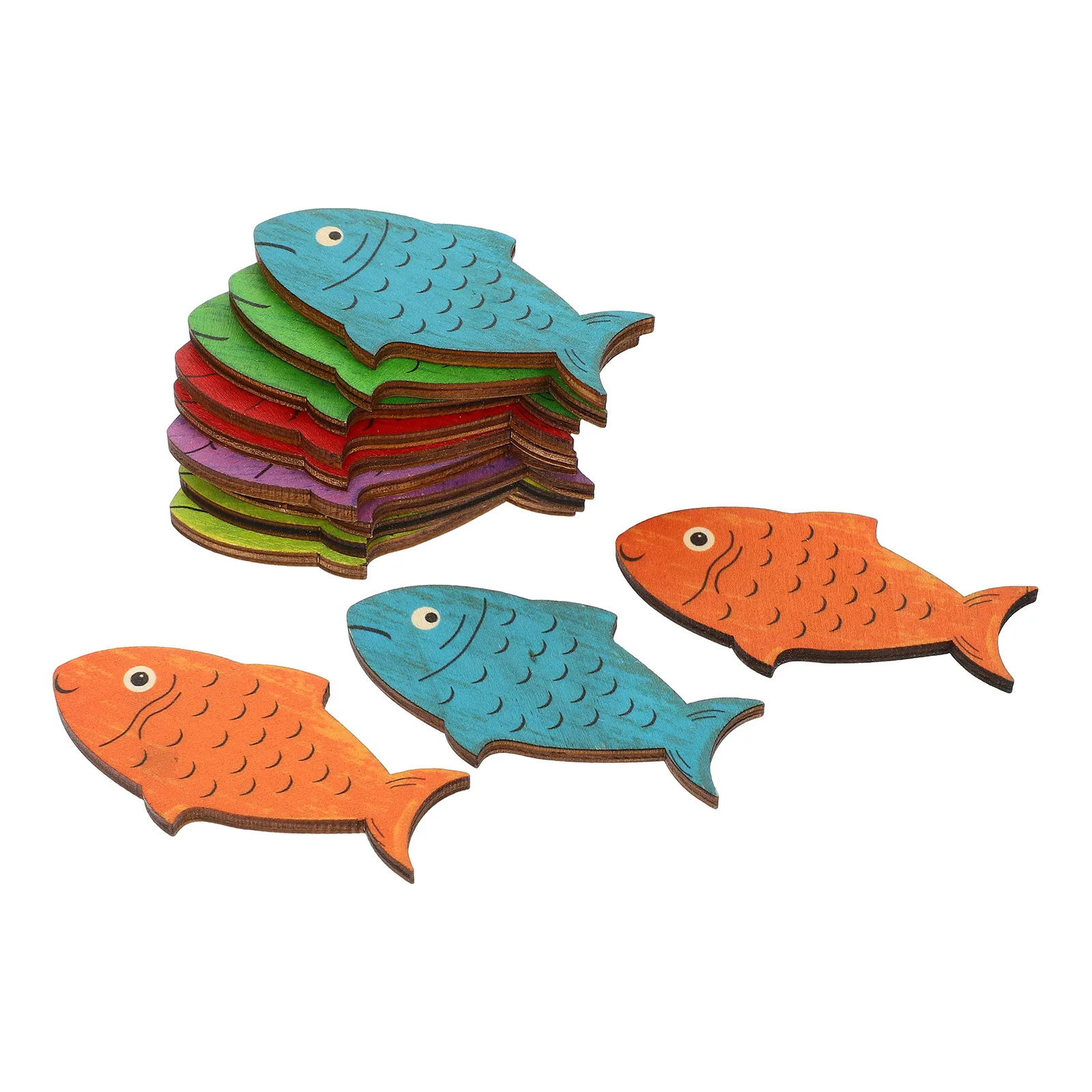 

12 Pcs Wooden Fish Wall Decor Coastal Nautical Bathroom Accessories Apartment Wall Art Rustic Bedroom Living Room