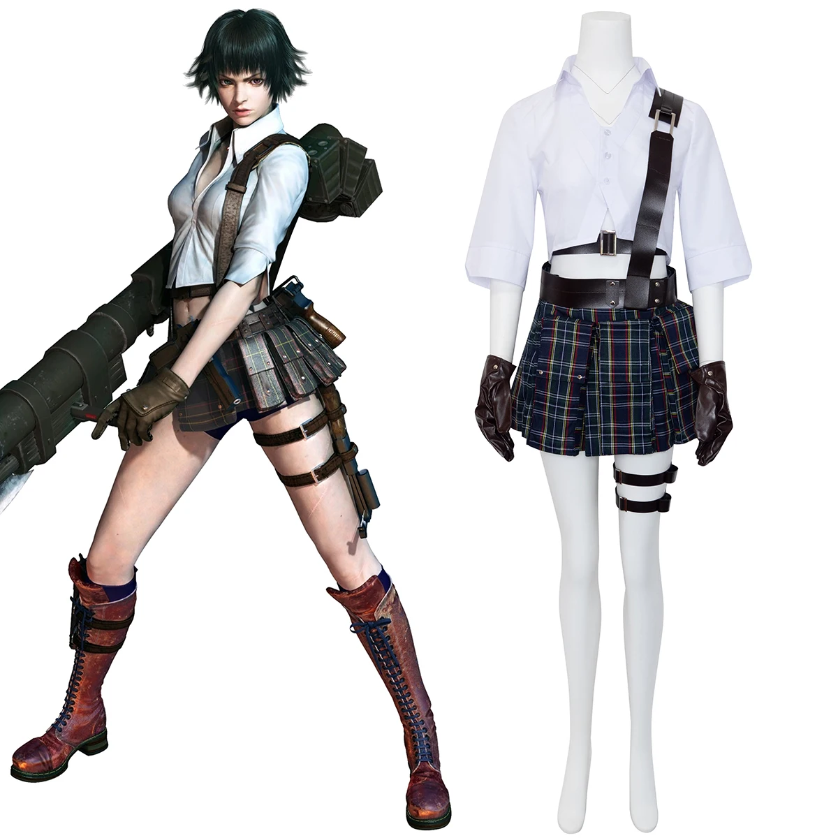 

IN STOCK Lady Costume Lady Schoolgirl Outfit Mary Ann Arkham Suit Halloween Set Cosplay Costume