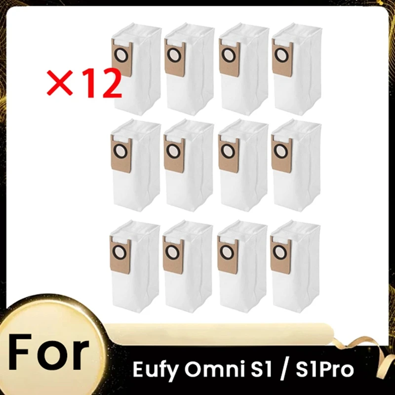 12 قطعة من أكياس الغبار لملحقات كاسحة Eufy Omni S1 / S1pro مدمجة لتدوم طويلاً وتعمل بشكل جيد