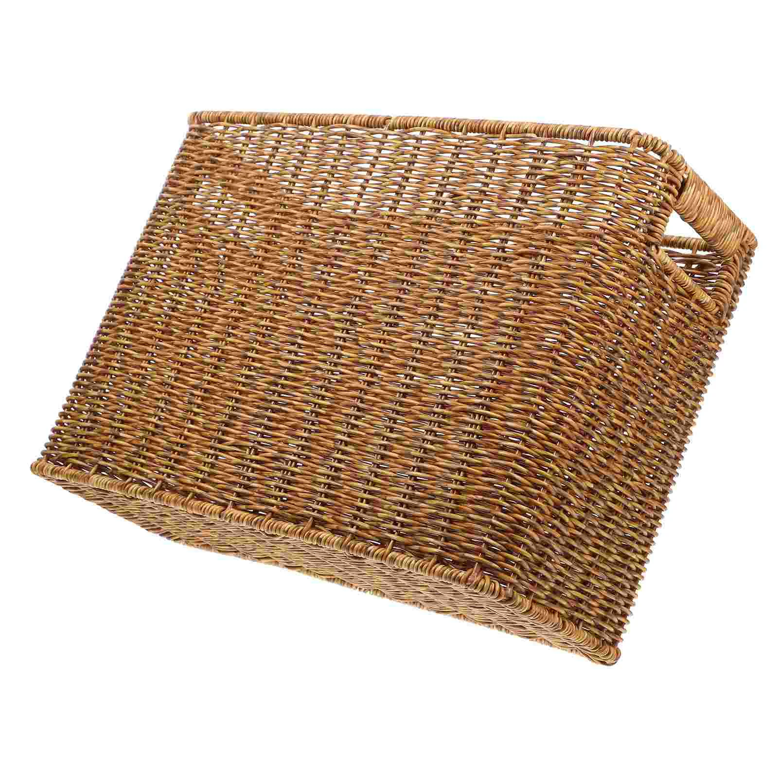 

Basket Magazine Newspaper Sundries Holder Organizer Tray Woven Toiletries Light Brown Handwoven Toys Miss