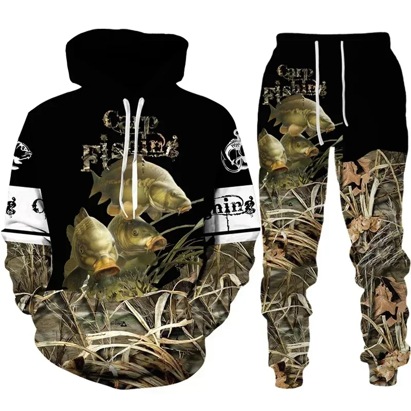 Cool Carp Fishing 3D Printed Unisex Hoodie/Suit Harajuku Streetwear Tracksuit Set Casual Outdoor Fishing Hunting Camping Clothes - view 3