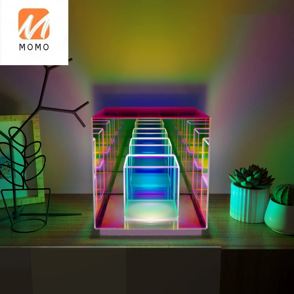 Imagem -03 - Fábrica de Atacado Cubo Lâmpada Quarto Produtos Interiores Led Acrílico Cor Candeeiro Mesa Cubo Caixa Cubo Lâmpada