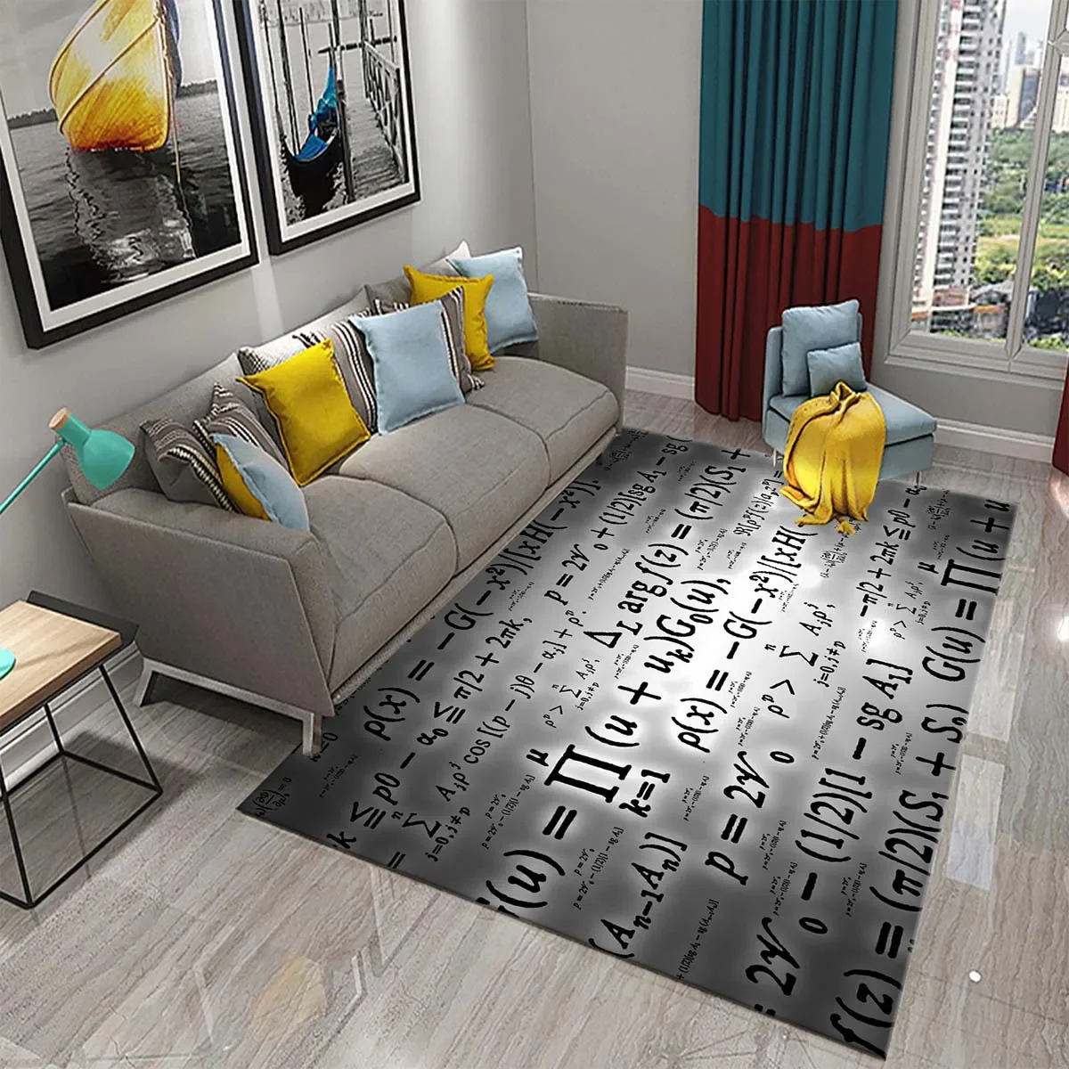 3D Mathematical Formula Carpet Creative Design Math Formula Mat Non Slip Floor Bathroom Kids Bedroom Door Rug Educational Carpet