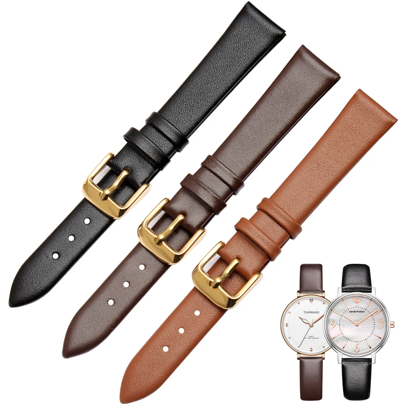 Cowhide watch band genuine leather 16mm18mm 20mm 22mm thin smooth watch strap belt Suitable for DW watches galaxy watch gear s3