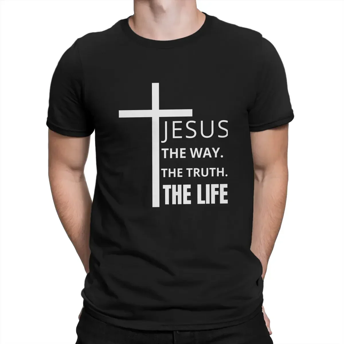 The way Christ Cross Tshirt Graphic Men Tops Vintage Fashion Summer Short Sleeve Fibre Harajuku Polyester T Shirt men clothing