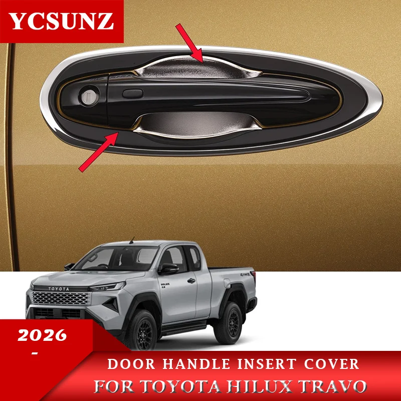 ABS Door Handle Insert Cover For Toyota Hilux Travo 2025 2026 Car Exterior Accessories Double Cabin