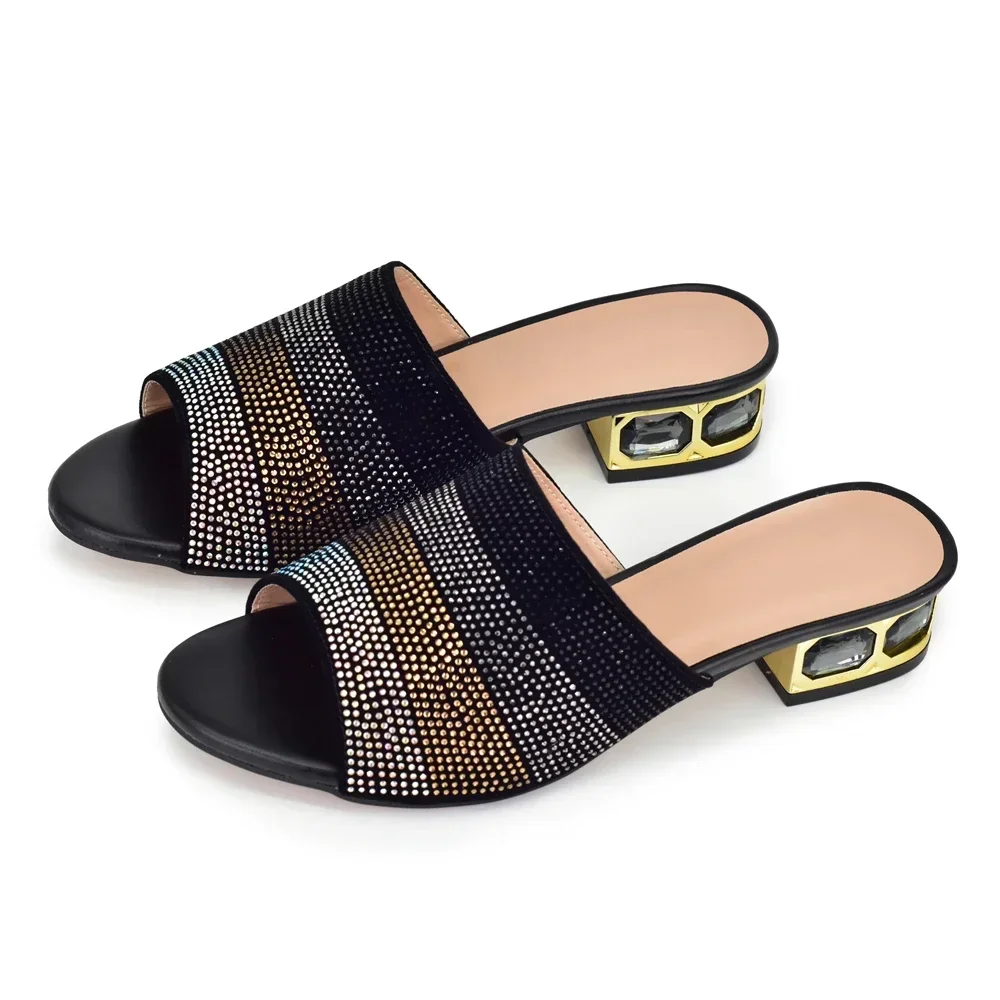 Luxury Rhinestone Crystal Pumps Elegant Women Shoes 2025 Fashion Slippers Sandals Party Low Heels Fashion Shoes Zapatos De Mujer