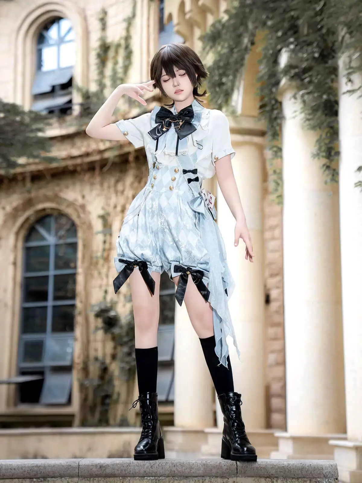 

New original authentic lolita time and space Alice Prince Lolita pants jacket flower belt Full set cosplay party dance suit