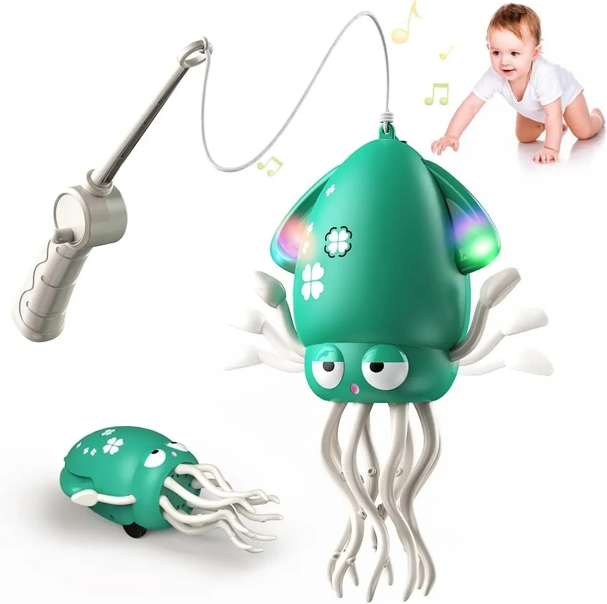 Interactive Dancing Octopus Toy With LED Music Electric Squid Automatic Obstacle Avoidance Crawling Sensor Toy For Children