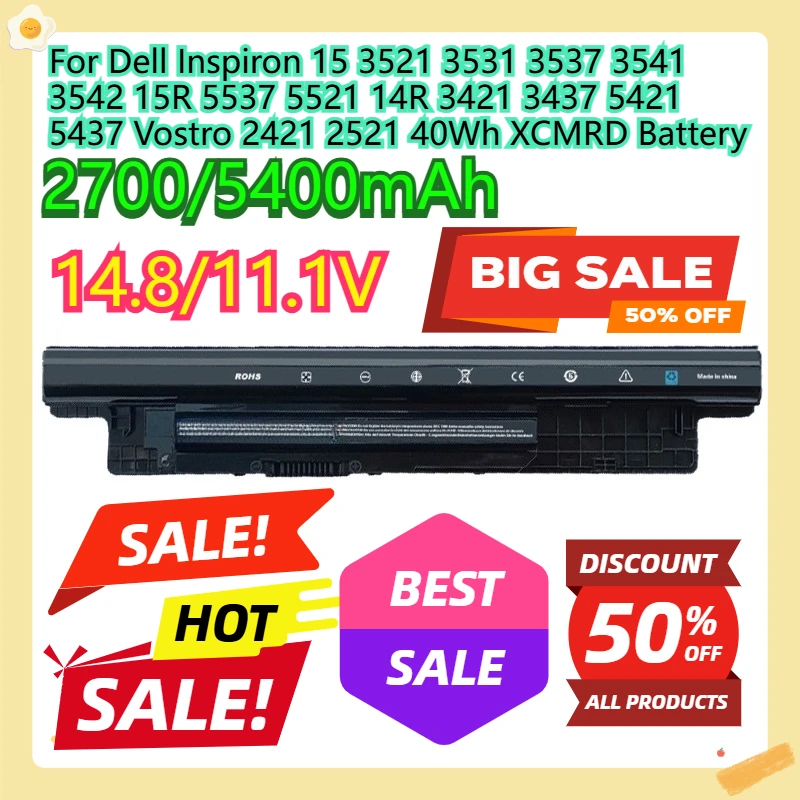 

For Dell Inspiron 15 3521 3531 3537 3541 3542 15R 5537 5521 14R 3421 3437 5421 5437 Vostro 2421 2521 40Wh XCMRD Battery