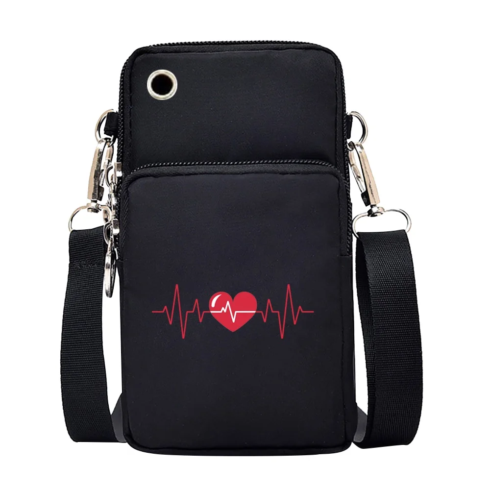 Shoulder Bags Unisex Waterproof Mobile Phone Bags Universal for Samsung/xiaomi/iphone Shoulder Bags Love Printing CrossBody Bag