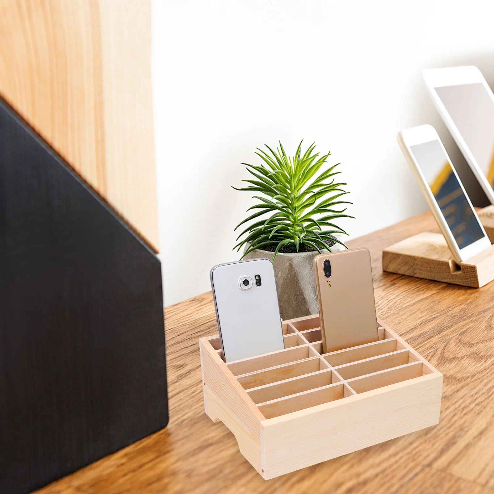 12 Grids Mobile Phone Storage Box Holder Coffee Station Organizer Desk Boxes Cell Case Desktop Rack Bracket Office