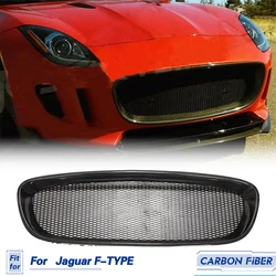 Car Front Bumper Mesh Grille Carbon Fiber For Jaguar F-TYPE R S Coupe 2-Door 2013-2016 Auto Front Grill External Air Vents Cover